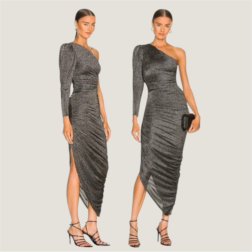 BNWT LPA grey glitter One-Shoulder midi Dress